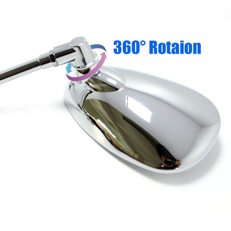 GMI Motorcycle Chrome Rearview Side Mirrors Compatible with Kawasaki Suzuki Chopper Scooter 10MM - Image 3